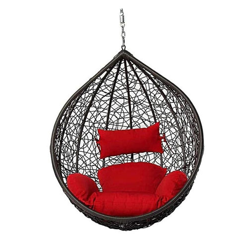 Hammock Swing Chair Jhoola Hanging Egg Chair Black with Red Cushions XXL Size Manufacturers in Noida