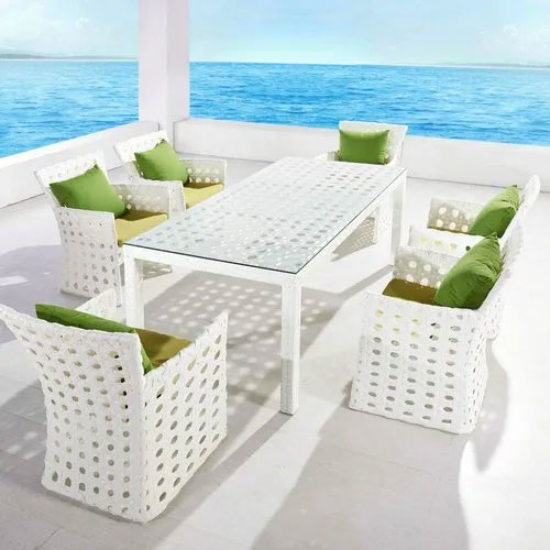 Outdoor Garden Patio Dining Set- 1+6-6- hairs and 1-Table Set Outdoor Furniture White Manufacturers in Noida